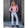 imageAUTOMET Womens Long Sleeve Shirts Square Neck Tops Ribbed Knit Basic Teen Girls Crop Tops Fall Outfits Fashion Clothes 2025Pink