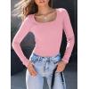 imageAUTOMET Womens Long Sleeve Shirts Square Neck Tops Ribbed Knit Basic Teen Girls Crop Tops Fall Outfits Fashion Clothes 2025Pink