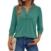 imageAUTOMET Womens Blouses Henley V Neck Shirts 34 Length Sleeve Summer Tops