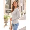 imageAUTOMET Womens Long Sleeve Blouses Shirts with Ribbed Knit Work Office Basic TopsAlmond