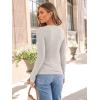 imageAUTOMET Womens Long Sleeve Blouses Shirts with Ribbed Knit Work Office Basic TopsAlmond