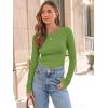 imageAUTOMET Womens Long Sleeve Blouses Shirts with Ribbed Knit Work Office Basic TopsAvocado Green