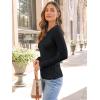 imageAUTOMET Womens Long Sleeve Blouses Shirts with Ribbed Knit Work Office Basic TopsBlack
