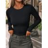 imageAUTOMET Womens Long Sleeve Blouses Shirts with Ribbed Knit Work Office Basic TopsBlack