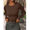 imageAUTOMET Womens Long Sleeve Blouses Shirts with Ribbed Knit Work Office Basic TopsBrown