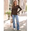 imageAUTOMET Womens Long Sleeve Blouses Shirts with Ribbed Knit Work Office Basic TopsBrown
