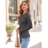 imageAUTOMET Womens Long Sleeve Blouses Shirts with Ribbed Knit Work Office Basic TopsCharcoal
