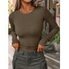 imageAUTOMET Womens Long Sleeve Blouses Shirts with Ribbed Knit Work Office Basic TopsCoffee