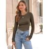 imageAUTOMET Womens Long Sleeve Blouses Shirts with Ribbed Knit Work Office Basic TopsCoffee