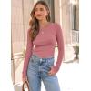 imageAUTOMET Womens Long Sleeve Blouses Shirts with Ribbed Knit Work Office Basic TopsCoral