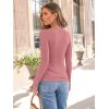 imageAUTOMET Womens Long Sleeve Blouses Shirts with Ribbed Knit Work Office Basic TopsCoral