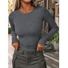 imageAUTOMET Womens Long Sleeve Blouses Shirts with Ribbed Knit Work Office Basic TopsDark Grey