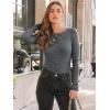 imageAUTOMET Womens Long Sleeve Blouses Shirts with Ribbed Knit Work Office Basic TopsDark Grey