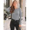 imageAUTOMET Womens Long Sleeve Blouses Shirts with Ribbed Knit Work Office Basic TopsGrey
