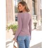 imageAUTOMET Womens Long Sleeve Blouses Shirts with Ribbed Knit Work Office Basic TopsGrey Pink