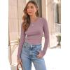 imageAUTOMET Womens Long Sleeve Blouses Shirts with Ribbed Knit Work Office Basic TopsGrey Pink