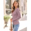 imageAUTOMET Womens Long Sleeve Blouses Shirts with Ribbed Knit Work Office Basic TopsGrey Pink