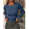 imageAUTOMET Womens Long Sleeve Blouses Shirts with Ribbed Knit Work Office Basic TopsHaze Blue
