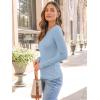 imageAUTOMET Womens Long Sleeve Blouses Shirts with Ribbed Knit Work Office Basic TopsLight Blue
