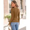 imageAUTOMET Womens Long Sleeve Blouses Shirts with Ribbed Knit Work Office Basic TopsLight Brown