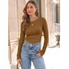 imageAUTOMET Womens Long Sleeve Blouses Shirts with Ribbed Knit Work Office Basic TopsLight Brown