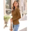 imageAUTOMET Womens Long Sleeve Blouses Shirts with Ribbed Knit Work Office Basic TopsLight Brown