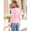 imageAUTOMET Womens Long Sleeve Blouses Shirts with Ribbed Knit Work Office Basic TopsLight Pink