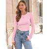 imageAUTOMET Womens Long Sleeve Blouses Shirts with Ribbed Knit Work Office Basic TopsLight Pink
