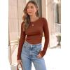 imageAUTOMET Womens Long Sleeve Blouses Shirts with Ribbed Knit Work Office Basic TopsMaple