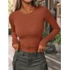imageAUTOMET Womens Long Sleeve Blouses Shirts with Ribbed Knit Work Office Basic TopsMaple