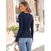 imageAUTOMET Womens Long Sleeve Blouses Shirts with Ribbed Knit Work Office Basic TopsNavy Blue