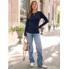 imageAUTOMET Womens Long Sleeve Blouses Shirts with Ribbed Knit Work Office Basic TopsNavy Blue