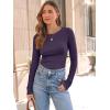 imageAUTOMET Womens Long Sleeve Blouses Shirts with Ribbed Knit Work Office Basic TopsPurple