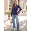 imageAUTOMET Womens Long Sleeve Blouses Shirts with Ribbed Knit Work Office Basic TopsPurple