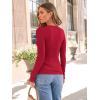 imageAUTOMET Womens Long Sleeve Blouses Shirts with Ribbed Knit Work Office Basic TopsRed