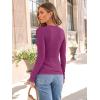 imageAUTOMET Womens Long Sleeve Blouses Shirts with Ribbed Knit Work Office Basic TopsRose Red