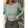 imageAUTOMET Womens Long Sleeve Blouses Shirts with Ribbed Knit Work Office Basic TopsSage Green
