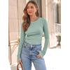 imageAUTOMET Womens Long Sleeve Blouses Shirts with Ribbed Knit Work Office Basic TopsSage Green