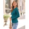 imageAUTOMET Womens Long Sleeve Blouses Shirts with Ribbed Knit Work Office Basic TopsTeal
