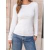 imageAUTOMET Womens Long Sleeve Blouses Shirts with Ribbed Knit Work Office Basic TopsWhite