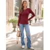 imageAUTOMET Womens Long Sleeve Blouses Shirts with Ribbed Knit Work Office Basic TopsWine Red