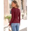 imageAUTOMET Womens Long Sleeve Blouses Shirts with Ribbed Knit Work Office Basic TopsWine Red