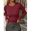 imageAUTOMET Womens Long Sleeve Blouses Shirts with Ribbed Knit Work Office Basic TopsWine Red