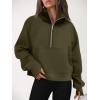 imageAUTOMET Womens Sweatshirts Half Zip Cropped Pullover Fleece Quarter Zipper Hoodies 2025 Fall Fashion Outfits ClothesArmygreen