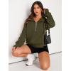 imageAUTOMET Womens Sweatshirts Half Zip Cropped Pullover Fleece Quarter Zipper Hoodies 2025 Fall Fashion Outfits ClothesArmygreen