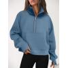 imageAUTOMET Womens Sweatshirts Half Zip Cropped Pullover Fleece Quarter Zipper Hoodies 2025 Fall Fashion Outfits ClothesBlue