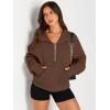 imageAUTOMET Womens Sweatshirts Half Zip Cropped Pullover Fleece Quarter Zipper Hoodies 2025 Fall Fashion Outfits ClothesBrown