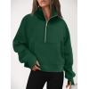imageAUTOMET Womens Sweatshirts Half Zip Cropped Pullover Fleece Quarter Zipper Hoodies 2025 Fall Fashion Outfits ClothesDark Green