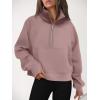 imageAUTOMET Womens Sweatshirts Half Zip Cropped Pullover Fleece Quarter Zipper Hoodies 2025 Fall Fashion Outfits ClothesDarkpink