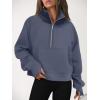 imageAUTOMET Womens Sweatshirts Half Zip Cropped Pullover Fleece Quarter Zipper Hoodies 2025 Fall Fashion Outfits ClothesGreyblue